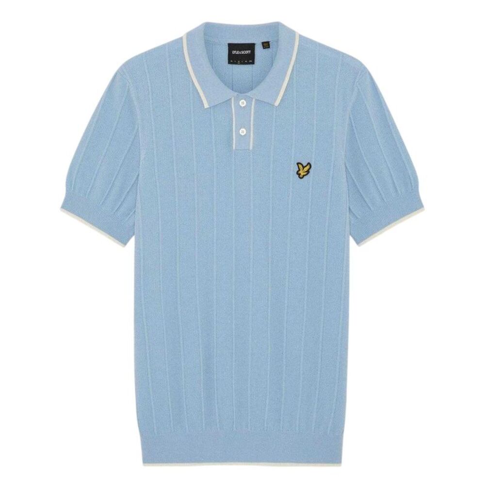 Lyle & Scott Mens Pique Knitted Polo Shirt / Chalk Blue